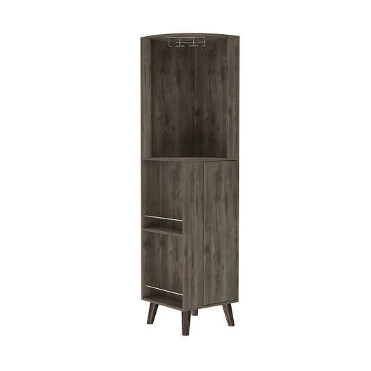 HomeRoots 73 Dark Brown Wood Corner Bar Cabinet With One Drawer