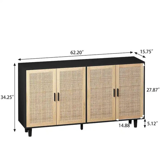 62.20 Elegant and Functional 4-Door Rattan Decorative Storage Cabinet