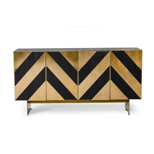 Modrest Perret Glam Black Ash & Brushed Brass Modern Buffet