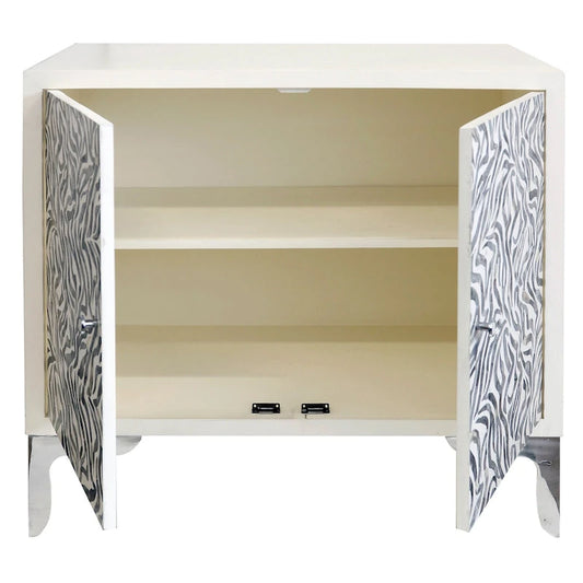 Serpentine Cabinet - Bone Mosaic Doors - Ivory, Grey Finish