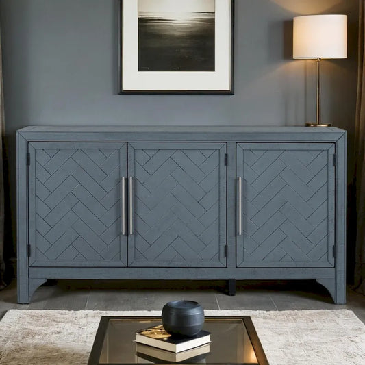 Storage Cabinet Sideboard with MDF+Pine veneer , Adjustable Shelves, Suitable for Living Rooms, Entrance and Study Rooms