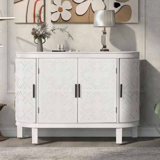 Accent Storage Cabinet Sideboard Wooden Cabinet with Antique Pattern Doors for Hallway, Entryway, Living Room, Bedroom
