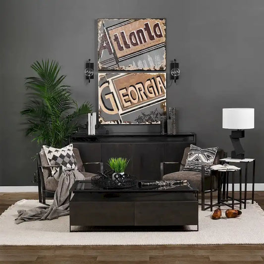 Vidro III Glass Top 4 Solid Wood Door w/ Metal Frame Sideboard - 72.0L x 18.0W x 35.8H