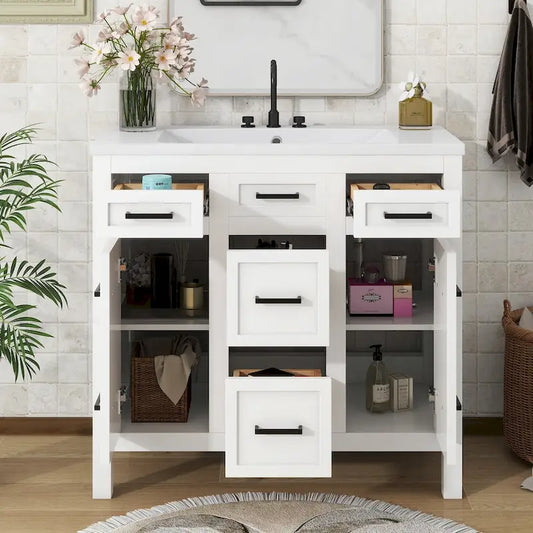 Bathroom Vanity Cabinet with Resin Integrated Sink