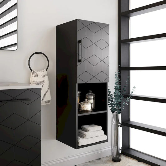 Annecy 15 W x 46 H x 12 D Linen Cabinet in Phantom Black