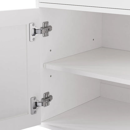 Storage Cabinet with 4 Solid Wood Gourd-Shaped Legs,Kitchen Pantry Cabinet with Adjustable Shelves,5 Tier Bookshelf with Drawer