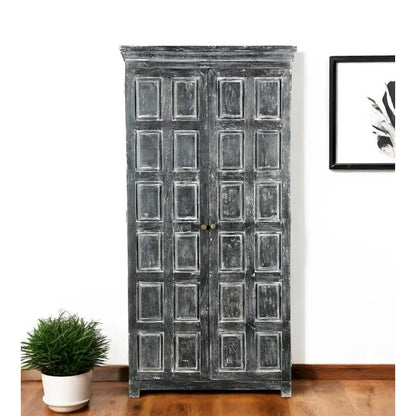 HomeRoots 72 Dark Gray Solid Wood Pantry Or Storage Closet - 36' X '72' X '18