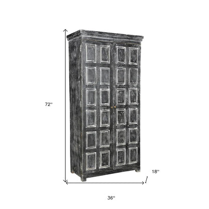 HomeRoots 72 Dark Gray Solid Wood Pantry Or Storage Closet - 36' X '72' X '18