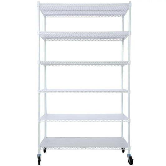 6-Tier Multifunctional Adjustable Shelf with Wheels, 6000LBS Capacity