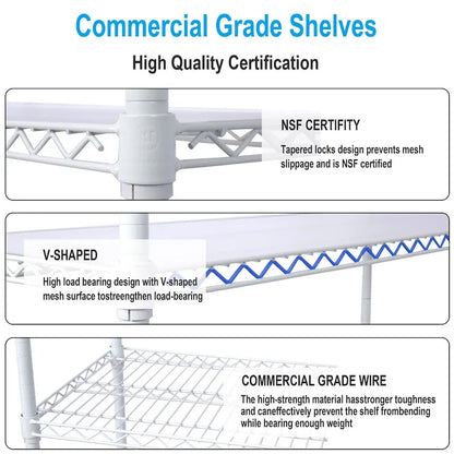6-Tier Multifunctional Adjustable Shelf with Wheels, 6000LBS Capacity