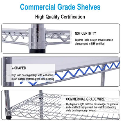6-Tier Multifunctional Adjustable Shelf with Wheels, 6000LBS Capacity