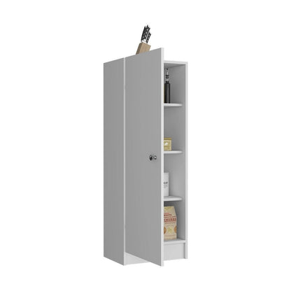 Kitchen Pantry 47 H, One Door Cabinet, Four Interior Shelves, Black