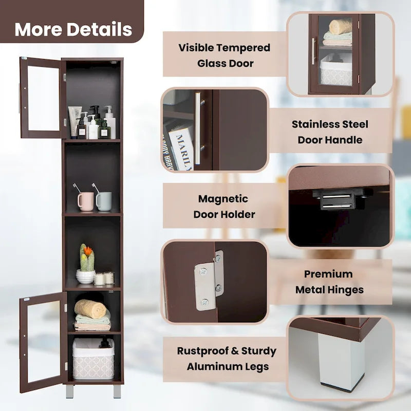Costway 71 Tall Tower Bathroom Storage Cabinet Organizer Display - See Details
