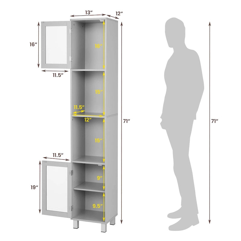 Costway 71 Tall Tower Bathroom Storage Cabinet Organizer Display - See Details