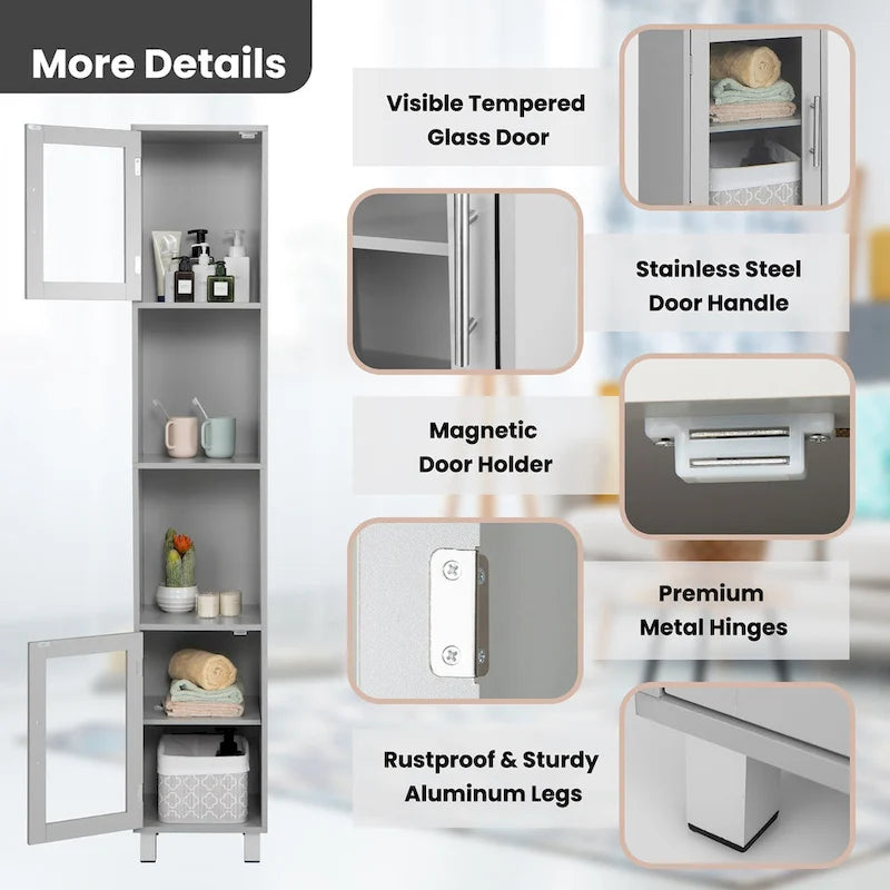 Costway 71 Tall Tower Bathroom Storage Cabinet Organizer Display - See Details