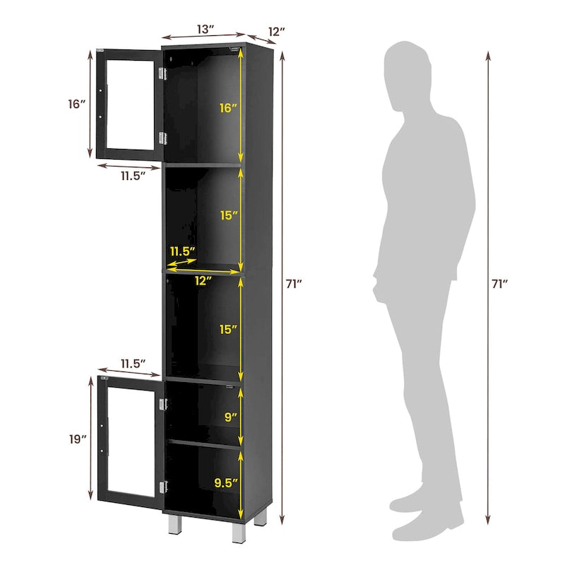 Costway 71 Tall Tower Bathroom Storage Cabinet Organizer Display - See Details