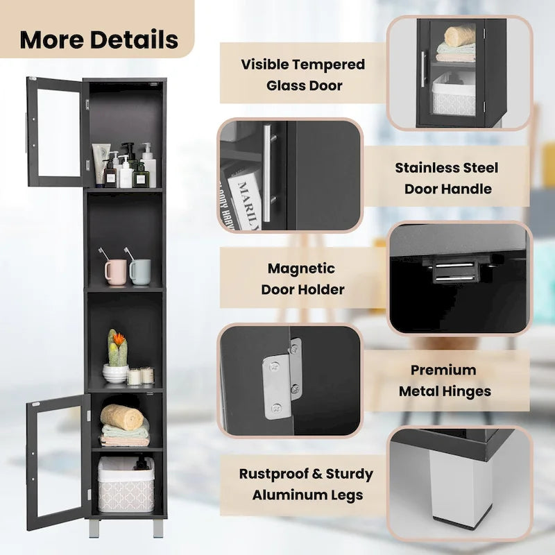 Costway 71 Tall Tower Bathroom Storage Cabinet Organizer Display - See Details