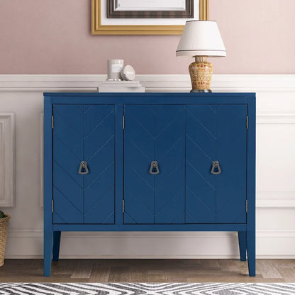 Adjustable Shelf Storage Sideboard with 3 Retro Metal Handles and 4 Pinewood Legs