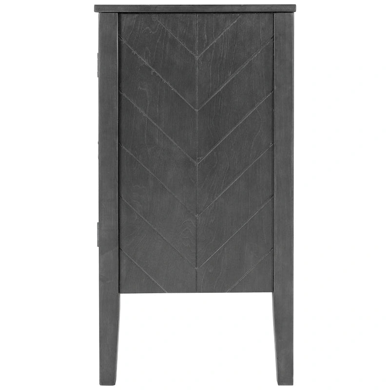 Adjustable Shelf Storage Sideboard with 3 Retro Metal Handles and 4 Pinewood Legs