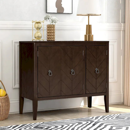 Adjustable Shelf Storage Sideboard with 3 Retro Metal Handles and 4 Pinewood Legs