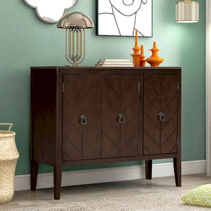Adjustable Shelf Storage Sideboard with 3 Retro Metal Handles and 4 Pinewood Legs