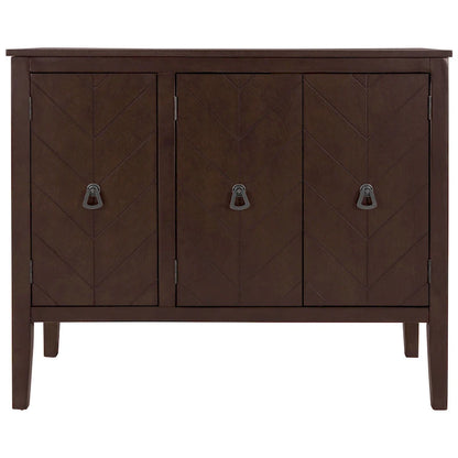 Adjustable Shelf Storage Sideboard with 3 Retro Metal Handles and 4 Pinewood Legs