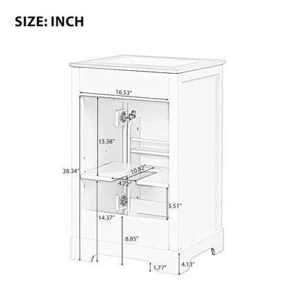 20 Inch Bathroom Vanity With Ceramic Top Sink, Undermount Bathroom Sink Cabinet With 2-Tier Storage Rack And Shelves