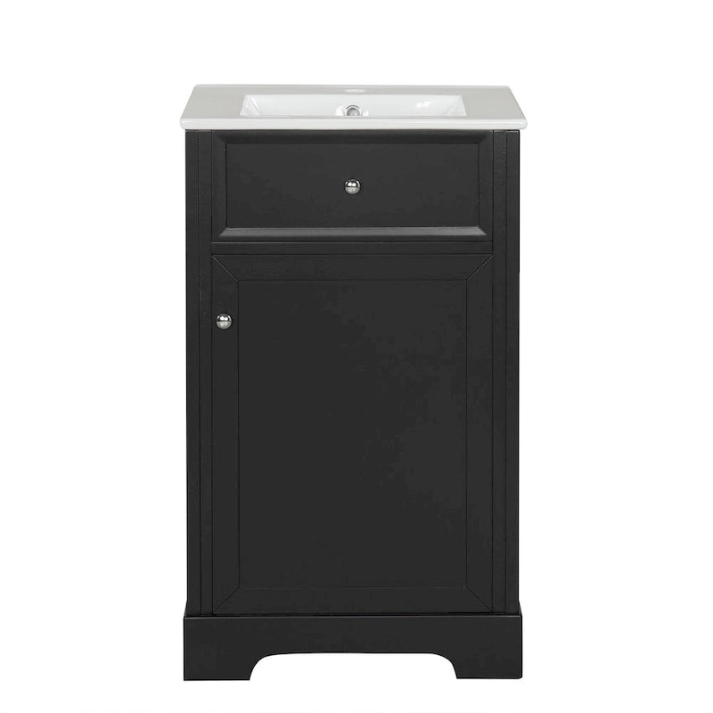 20 Inch Bathroom Vanity With Ceramic Top Sink, Undermount Bathroom Sink Cabinet With 2-Tier Storage Rack And Shelves