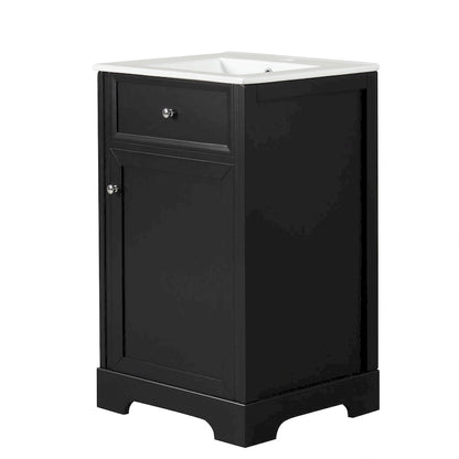 20 Inch Bathroom Vanity With Ceramic Top Sink, Undermount Bathroom Sink Cabinet With 2-Tier Storage Rack And Shelves