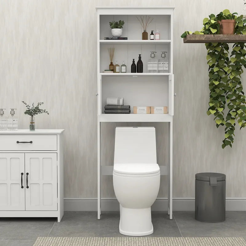 Over-the-toilet Bathroom Storage with 2-doors - 9.06 x 24.80 x 69.69