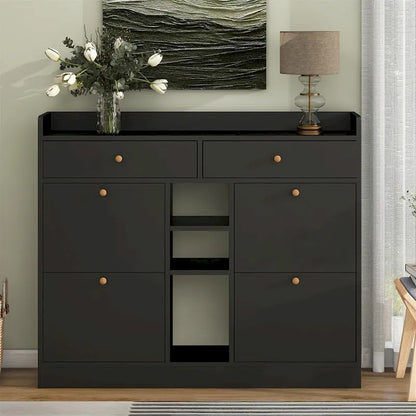 Merax Multifunctional 2-Tier Shoe Storage Organizer with Drawers