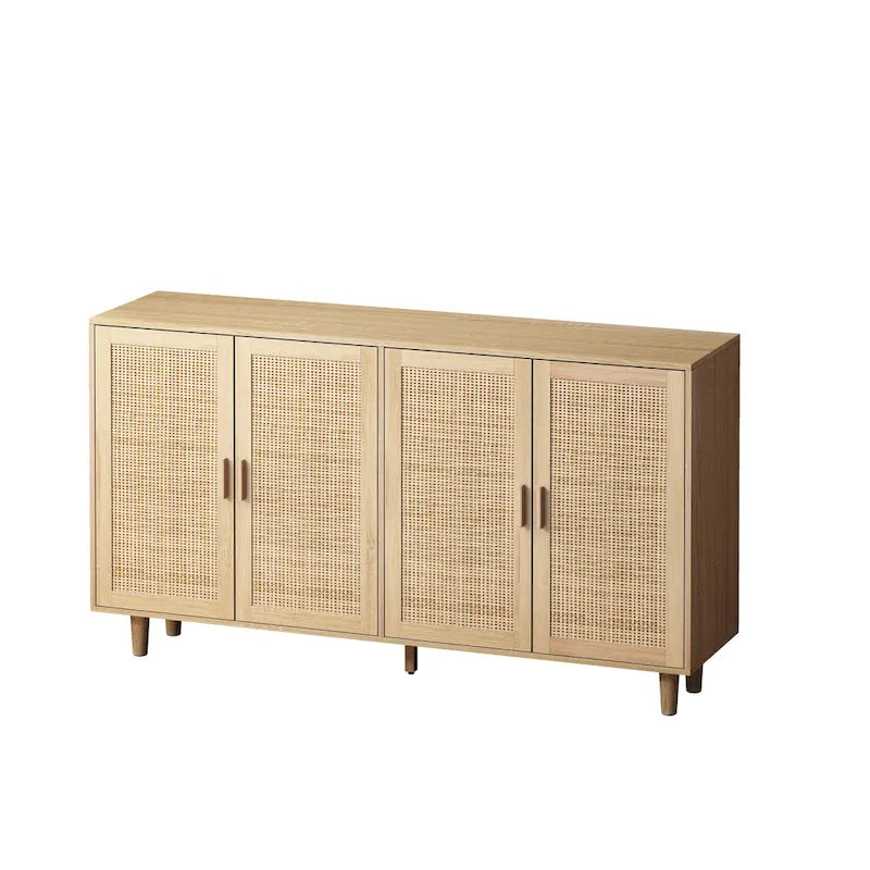 4-Door Rattan Decorative Storage Cabinet - N/A