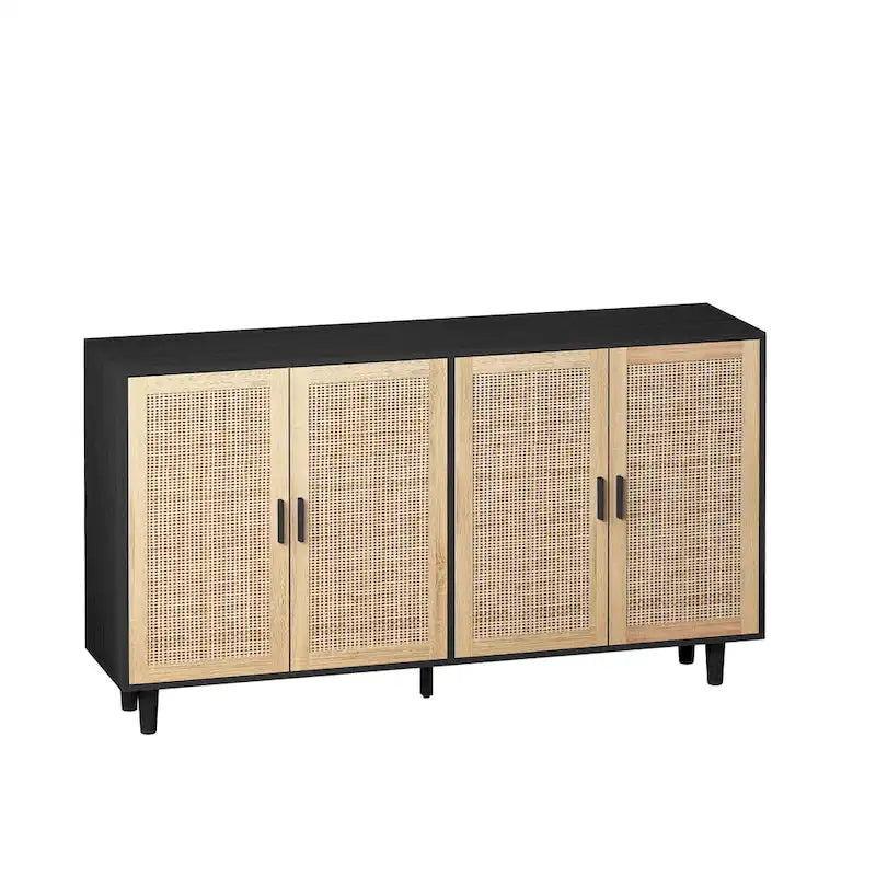 4-Door Rattan Decorative Storage Cabinet - N/A