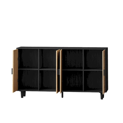 4-Door Rattan Decorative Storage Cabinet - N/A
