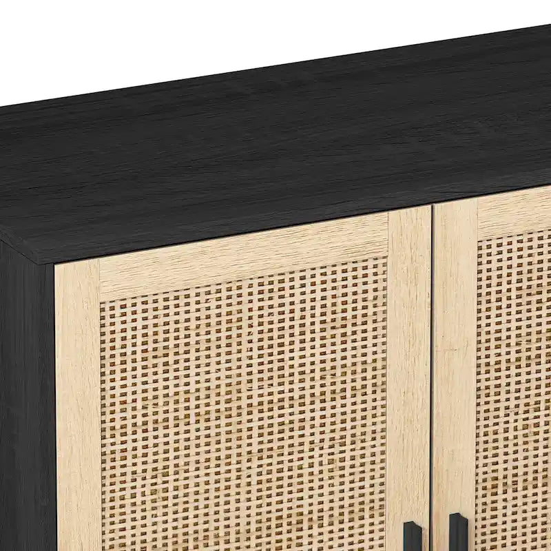 4-Door Rattan Decorative Storage Cabinet - N/A