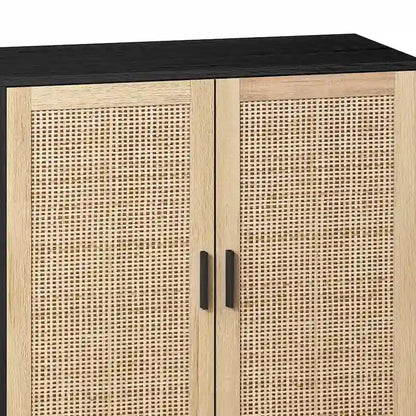 4-Door Rattan Decorative Storage Cabinet - N/A