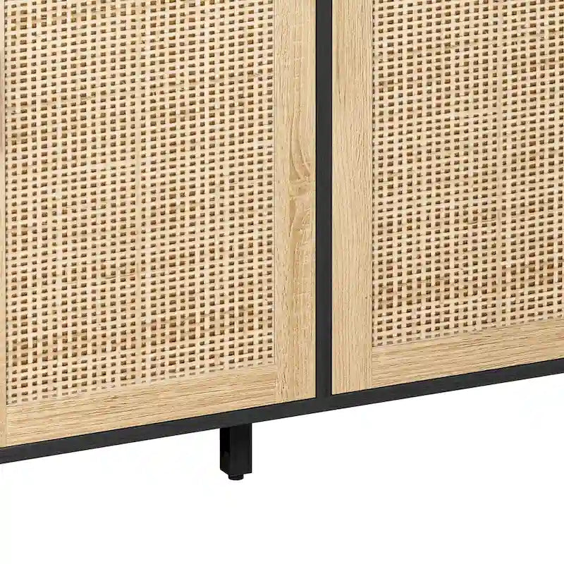 4-Door Rattan Decorative Storage Cabinet - N/A