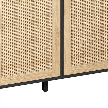 4-Door Rattan Decorative Storage Cabinet - N/A