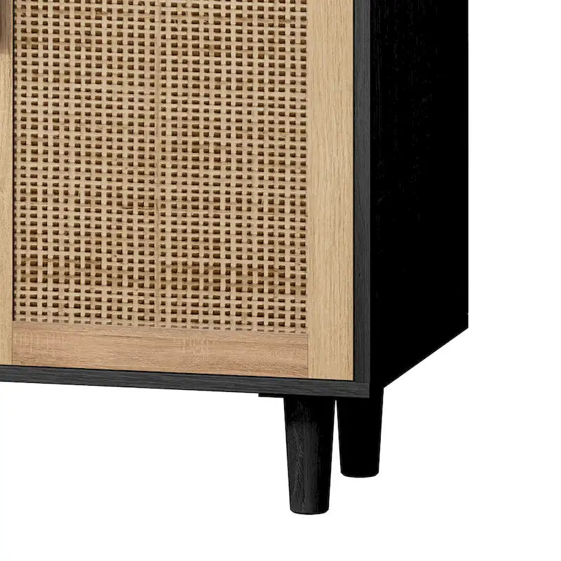 4-Door Rattan Decorative Storage Cabinet - N/A