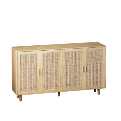 4-Door Rattan Decorative Storage Cabinet - N/A