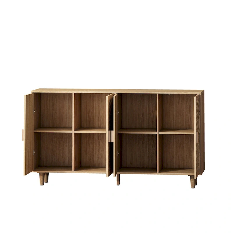 4-Door Rattan Decorative Storage Cabinet - N/A