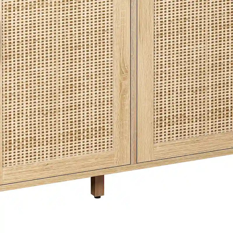 4-Door Rattan Decorative Storage Cabinet - N/A