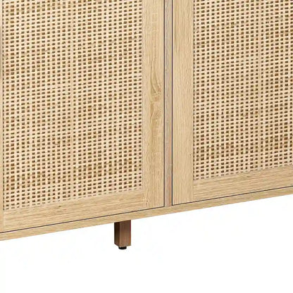 4-Door Rattan Decorative Storage Cabinet - N/A
