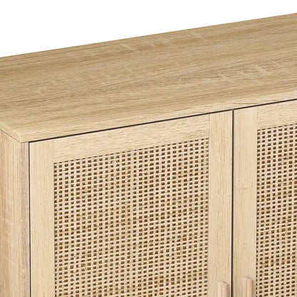 4-Door Rattan Decorative Storage Cabinet - N/A