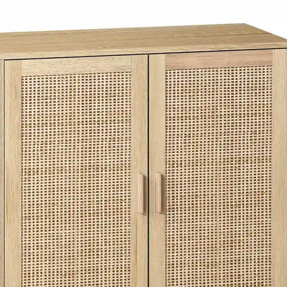 4-Door Rattan Decorative Storage Cabinet - N/A