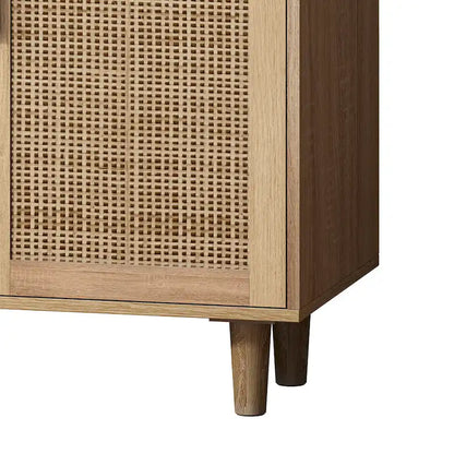4-Door Rattan Decorative Storage Cabinet - N/A