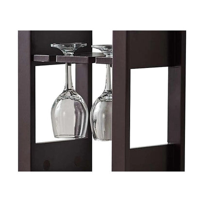 Floor Wine Rack - 12 Bottle Wine Storage Display Shelf with Wine Glass Holder , Cherry