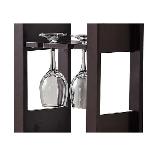 Floor Wine Rack - 12 Bottle Wine Storage Display Shelf with Wine Glass Holder , Cherry