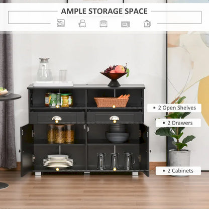 HOMCOM Sideboard Buffet Storage Cabinet Server Console Table with Drawers for Living Room, Dining Room