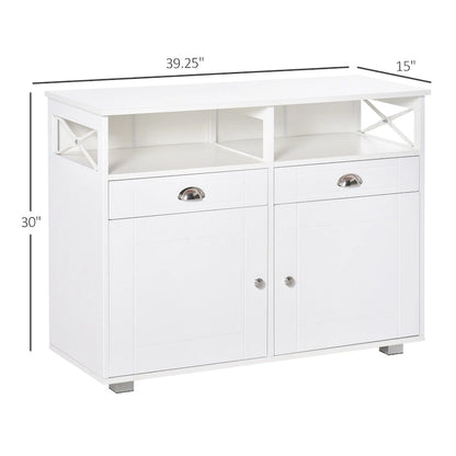 HOMCOM Sideboard Buffet Storage Cabinet Server Console Table with Drawers for Living Room, Dining Room